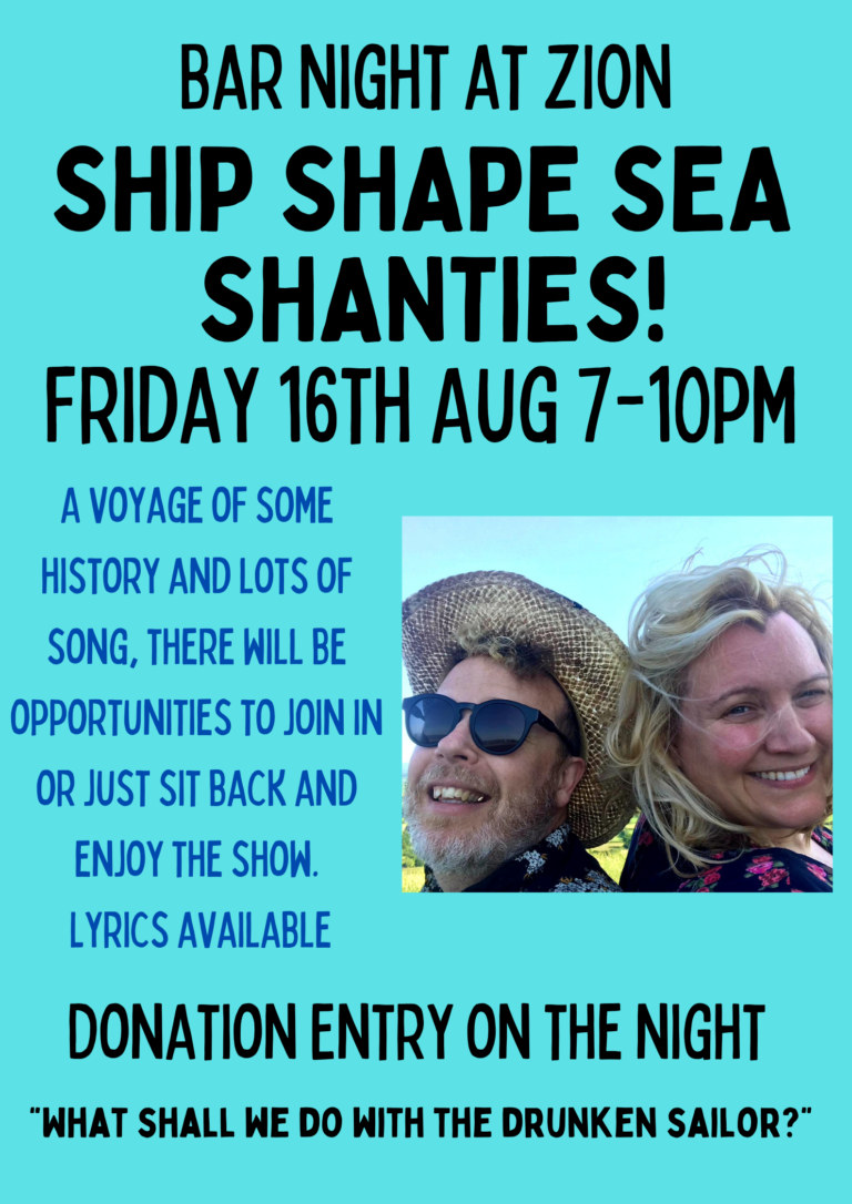 Aug poster SEA SHANTY EVENING at ZION